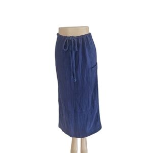 Free People Spotlight Woman Blue Gauze Cotton Drawstring Cargo Skirt Size XS-TP